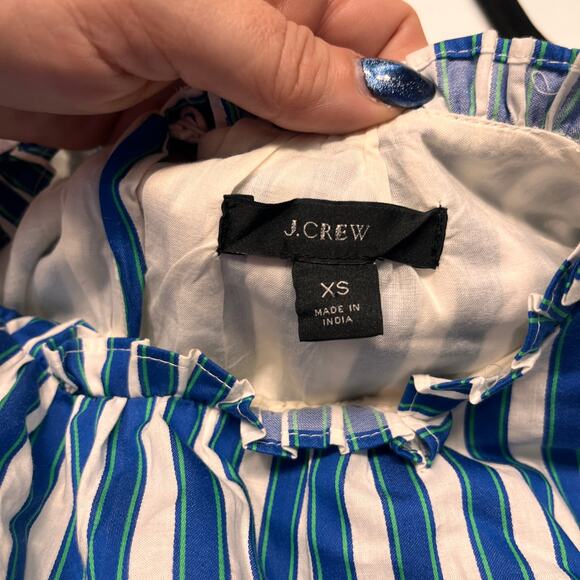 J. Crew Blue Tiered Cape Stripe Dobby Midi Dress Size XS - Picture 7 of 11